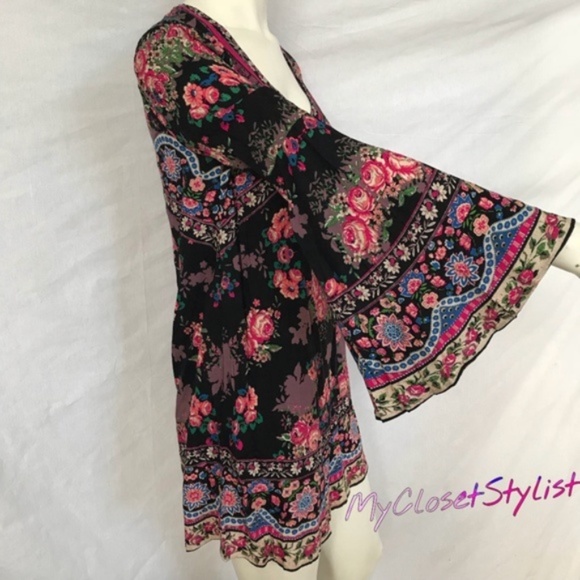 Anthropologie Belled Sleeves Boho Mini Dress S NWT - Picture 2 of 4